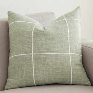 Green Plaid Accent Pillow Cover-Large 24x24”